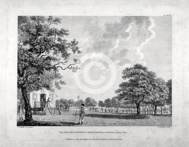 Army camp in Hyde Park, London, 1780.                                                        Artist: Francis Chesham