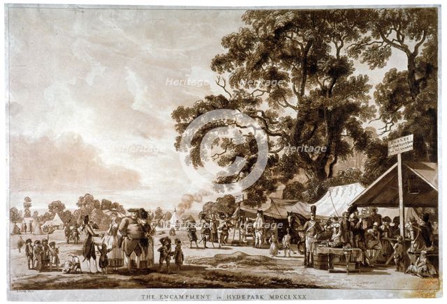 Army camp in Hyde Park, London, 1780.                                                        Artist: Paul Sandby