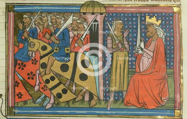 Army of Al-Adil I leaving Cairo (From "Li rommans de Godefroy de Buillon et de Salehadin"), 1337. Creator: Maître de Fauvel (active 1314-1340).