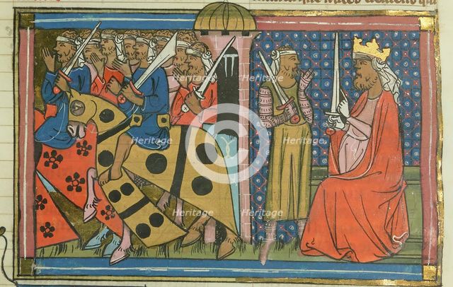 Army of Al-Adil I leaving Cairo (From "Li rommans de Godefroy de Buillon et de Salehadin"), 1337. Creator: Maître de Fauvel (active 1314-1340).