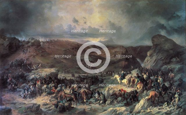 Army of Alexander Suvorov crossing the St Gotthard Pass, September 1799 (19th century).  Artist: Alexander von Kotzebue
