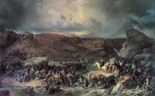Army of Alexander Suvorov crossing the St Gotthard Pass, September 1799 (19th century). Artist: Alexander von Kotzebue
