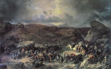 Army of Alexander Suvorov crossing the St Gotthard Pass, September 1799 (19th century). Artist: Alexander von Kotzebue