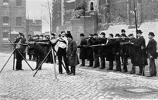 Army reserve men at musketry drill at the Tower of London, 1896. Artist: W Gregory