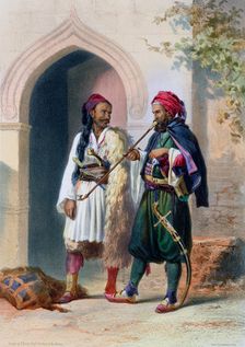 Arnaout and Osmanli soldiers in Alexandria, Egypt, 1848. Creator: Mouilleron