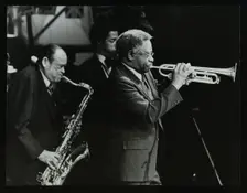 Arnett Cobb and Wallace Davenport playing at the Capital Radio Jazz Festival, Knebworth, 1981. Creator: Denis Williams