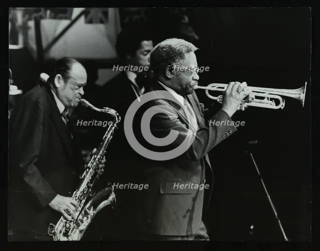 Arnett Cobb and Wallace Davenport playing at the Capital Radio Jazz Festival, Knebworth, 1981. Creator: Denis Williams.