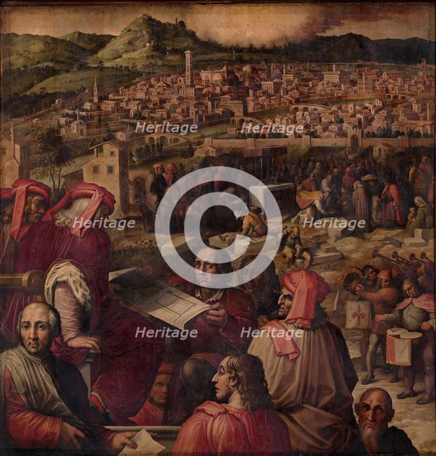 Arnolfo di Cambio shows the plan to enlarge Florence, 1563-1565. Artist: Vasari, Giorgio (1511-1574)