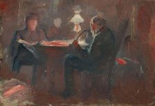 Around the Paraffin Lamp, 1883. Creator: Edvard Munch