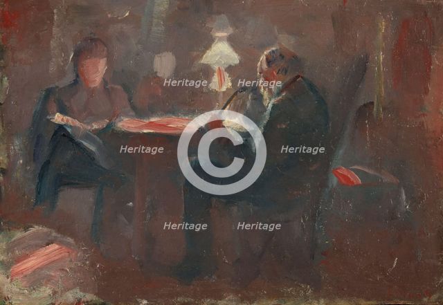 Around the Paraffin Lamp, 1883. Creator: Edvard Munch.