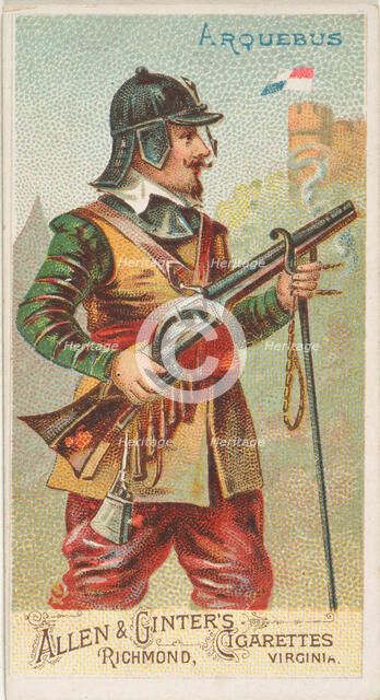 Arquebus, from the Arms of All Nations series (N3) for Allen & Ginter Cigarettes Brands, 1887. Creator: Allen & Ginter.