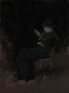 Arrangement in Black: Girl Reading, ca. 1880-90. Creator: James Abbott McNeill Whistler