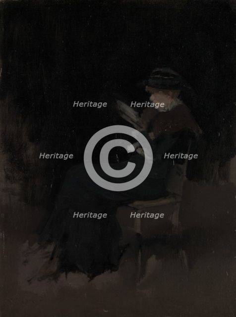 Arrangement in Black: Girl Reading, ca. 1880-90. Creator: James Abbott McNeill Whistler.