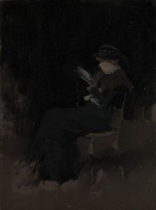 Arrangement in Black: Girl Reading, ca. 1880-90. Creator: James Abbott McNeill Whistler