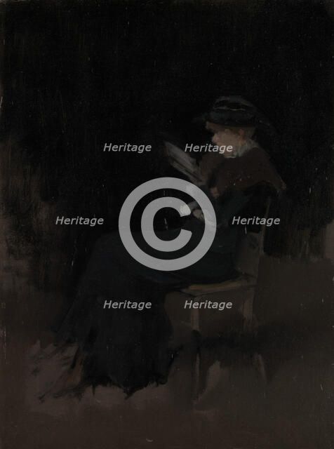 Arrangement in Black: Girl Reading, ca. 1880-90. Creator: James Abbott McNeill Whistler.