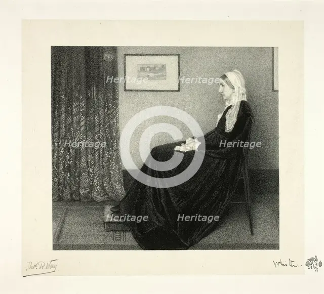 Arrangement in Grey and Black: Portrait of the Artist's Mother, after Whistler, 1892. Creator: Thomas Robert Way.