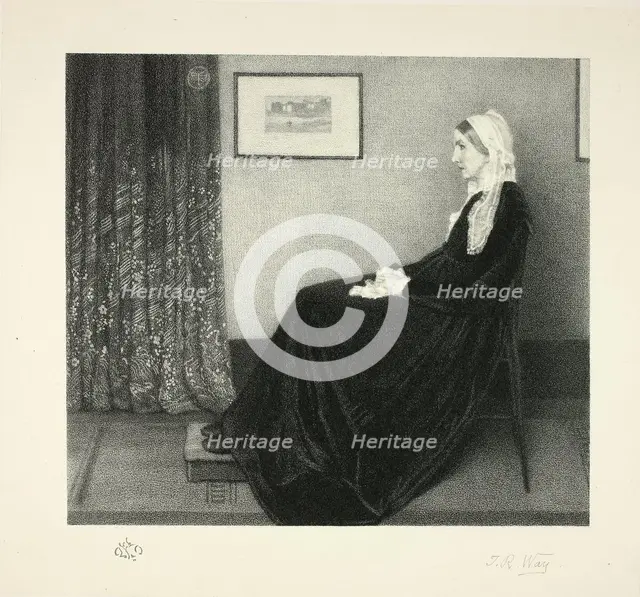 Arrangement in Grey and Black: Portrait of the Artist's Mother, after Whistler, 1892. Creator: Thomas Robert Way.