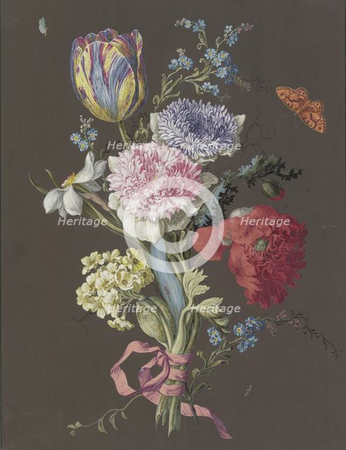 Arrangement of anemones (Anemona), tulips (Tulipa), poppies (Papaver), daffodils (Narcissus)...c1770 Creator: Unknown.