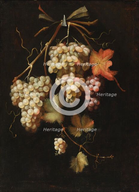 Arrangement of dark and white grapes. Creator: Everbroeck, Frans van (1637/39-1676/93).