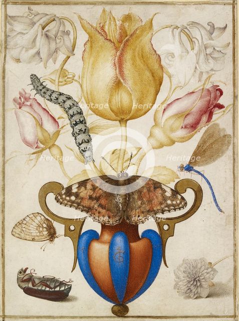 Arrangement of Flowers in a Vase, with Insects, 1594. Artist: Joris Hoefnagel.