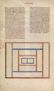 Arrangement of the Levite Camps around the Tabernacle, one of six illustrated..., ca. 1360-1380. Creator: Nicholas of Lyra