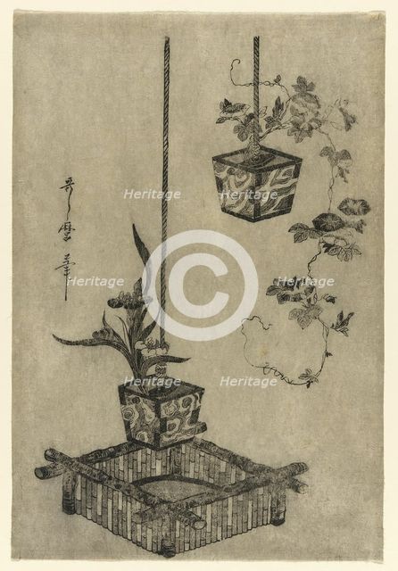 Arrangements of Irises and Morning Glories, Japan, About 1785. Creator: Kitagawa Utamaro.