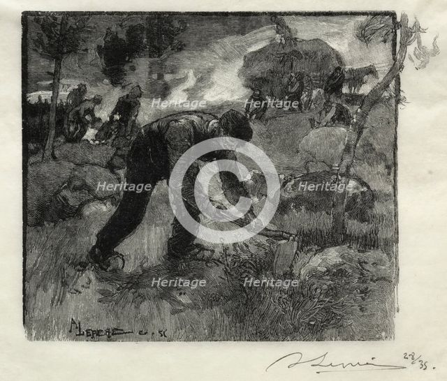 Arracheurs de bruyères, 1887. Creator: Auguste Louis Lepère (French, 1849-1918).