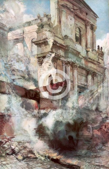 'Arras Cathedral on Fire', France, 6 July 1915, (1926).Artist: Francois Flameng