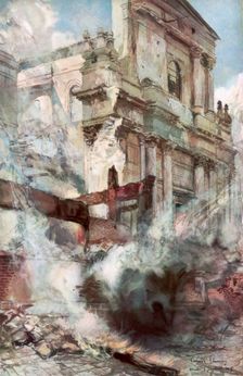 Arras Cathedral on Fire France, 6 July 1915, (1926).Artist: Francois Flameng