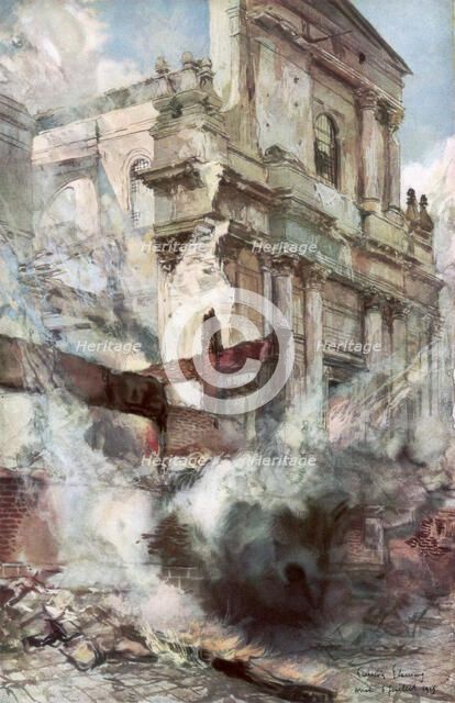 'Arras Cathedral on Fire', France, 6 July 1915, (1926).Artist: Francois Flameng