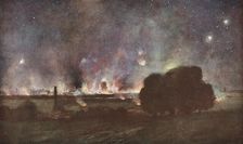 Arras; Arras en feu (nuit 5 au 6 juillet 1915) Vue prise de Maroeuil 1915 (1924). Creator: Unknown