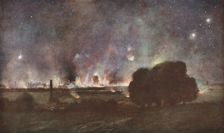 Arras; Arras en feu (nuit 5 au 6 juillet 1915) Vue prise de Maroeuil 1915 (1924). Creator: Unknown