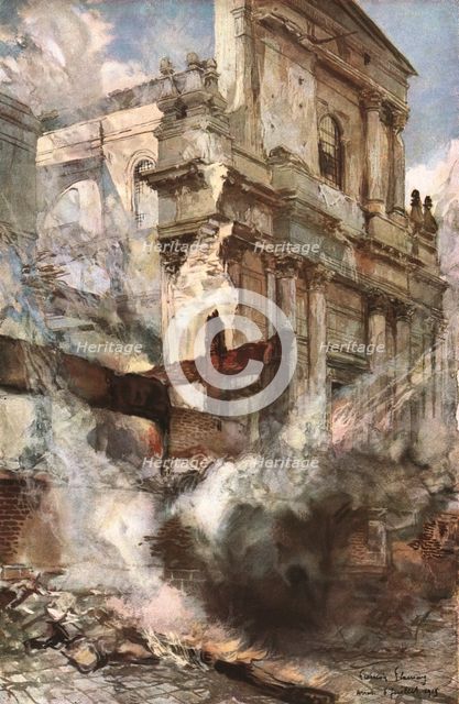 'Arras; Incendie de la Cathedrale d'Arras',1915 (1924). Creator: Francois Flameng.