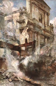 Arras; Incendie de la Cathedrale d'Arras 1915 (1924). Creator: Francois Flameng