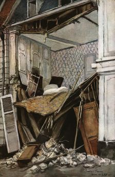 Arras; Maison eventree dans une rue d'Arras 1915 (1924). Creator: Francois Flameng