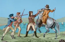 Arrest of Major Andre, ( (1750-1780) at Tarrytown in 1780, American Revolution (1775-1783), 1850. Creator: Emile Louis Vernier