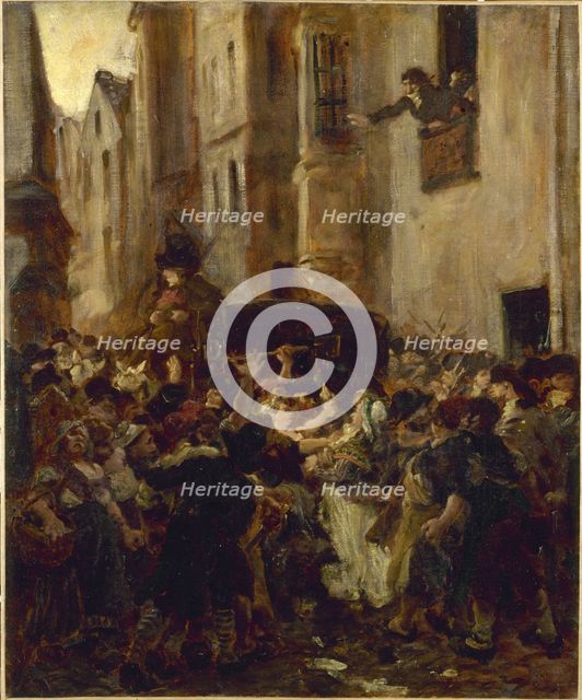 Arrest of Charlotte Corday, after the murder of Marat, c1853. Creator: Alfred Dehodencq.
