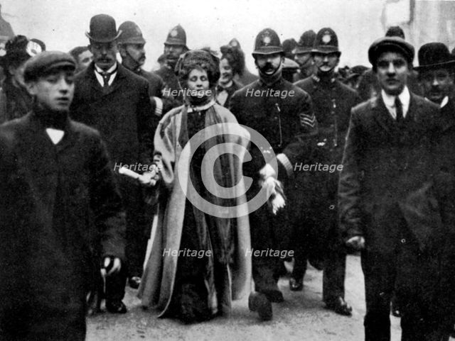Arrest of Emmeline Pankhurst, London, 13 February 1908.  Creator: Unknown.