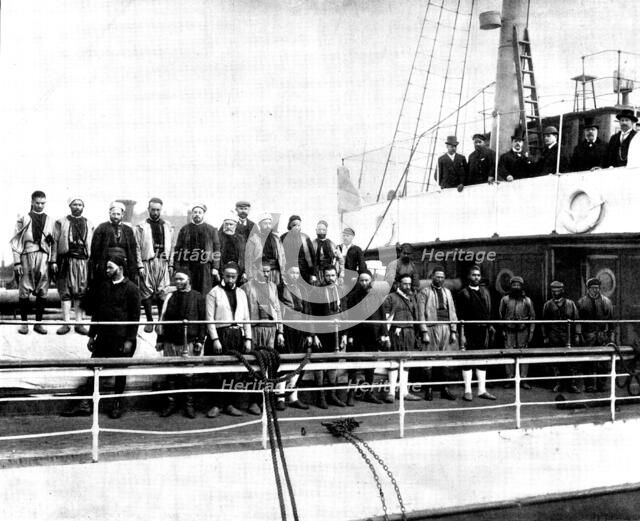 Arrest of Englishmen by the Moorish Government: the...steam-ship "Al Hassani" and her crew, 1898. Creator: Unknown.