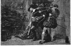 Arrest of Guy Fawkes in cellars of Parliament, 1605 (19th century). Artist: Unknown