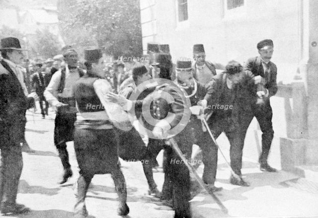 Arrest of Gavrilo Princip, assassin of Archduke Franz Ferdinand, 1914. Artist: Unknown