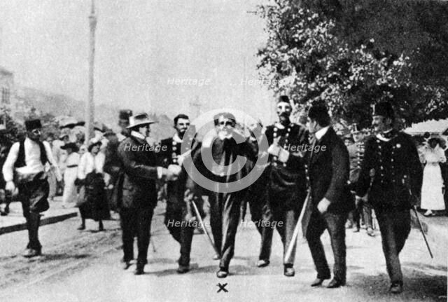 Arrest of Gavrilo Princip, assassin of Archduke Franz Ferdinand, 1914. Artist: Unknown