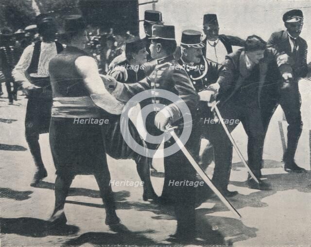 Arrest of Gavrilo Princip, assassin of Archduke Franz Ferdinand, 1914. Artist: Unknown