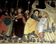 Arrest of Jesus in the Garden of Gethsemane detail of Paintings by Ferrer Bassa, preserved fre…