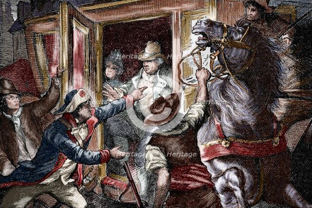 Arrest of King Louis XVI and his family at Varennes, 21 June 1791, (1883).  Creator: Adolf Closs.