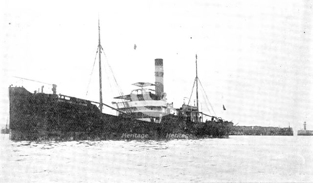 Arrested in the Downs: the Belgian steamer "Prince Charles de Belgique", 1909. Creator: Barratt.