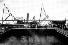 Arrival, and Subsequent Death, of Lady Carter at Lagos: Lady Carter landing at Lagos, 1895. Creator: George Meisenbach