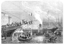 Arrival at the military port, Naples, of the "Emperor" and the "Melazzzo" with British volunteers... Creator: Unknown