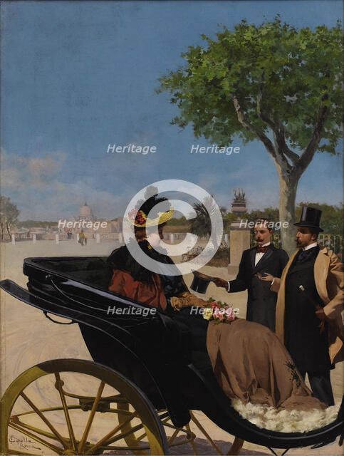 Arrival at the Villa Borghese , 1878. Creator: Cipolla, Fabio (1854-1914).