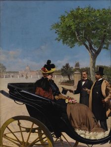 Arrival at the Villa Borghese , 1878. Creator: Cipolla, Fabio (1854-1914)